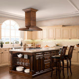 ZLINE 42 in. Wooden Island Mount Range Hood in Walnut - Includes Remote Motor