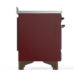 ILVE UMIB48QNR3BUB Majestic III 48 inch Induction Range with 6 Elements, 5.02 cu. ft. Total Oven Capacity (Solid Door, Burgundy, Burnished)
