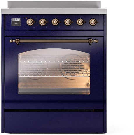 Nostalgie II 30 Inch Electric Freestanding Range in Blue with Bronze Trim
