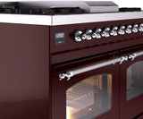 Nostalgie II 40 Inch Dual Fuel Liquid Propane Freestanding Range in Burgundy with Chrome Trim