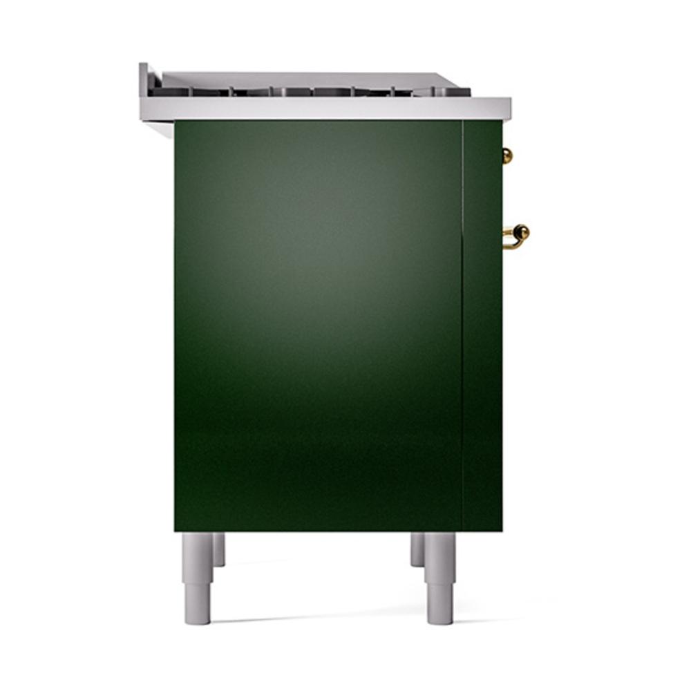 ILVE UN36FQNMPEGG Nostalgie II Noblesse 36 inch Dual Fuel Range (Natural Gas, Solid Door, Emerald Green, Brass)
