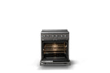 30"W. Electric Range (Finish: Damascus Gray, Trim: Polished Chrome)