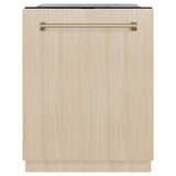 ZLINE Autograph Edition 24" Monument Series 3rd Rack Top Touch Control Tall Tub Dishwasher in Custom Panel Ready with Champagne Bronze Handle, 45dBa (DWMTZ-24-CB)