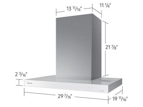 30" Bespoke Smart Wall Mount Hood in Clean White