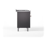 ILVE UN48FSQNMPMGP Nostalgie II Noblesse 48 inch Dual Fuel Range (5 Sealed Burners + Griddle + French Top, Natural Gas, Solid Door, Graphite Matte, Copper)