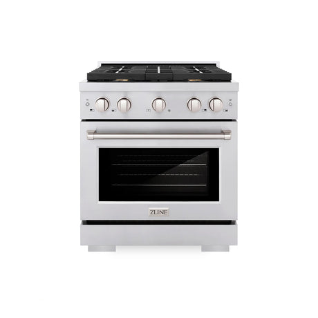 ZLINE 30 in. 4.2 cu. ft. Gas Range with Convection Gas Oven in Stainless Steel with 4 Brass Burners (SGR-BR-30)