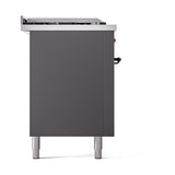 ILVE UN60FSQNMPMGB Nostalgie II Noblesse 60 inch Dual Fuel Range (7 Sealed Burners + Griddle + French Top, Natural Gas, Solid Door, Graphite Matte, Burnished)