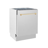 ZLINE Autograph Edition 24" 3rd Rack Top Control Tall Tub Dishwasher in Stainless Steel with Accent Handle, 51dBa (DWVZ-304-24) [Color: Gold]