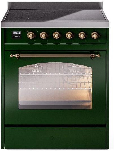Nostalgie II 30 Inch Electric Freestanding Range in Emerald Green with Bronze Trim