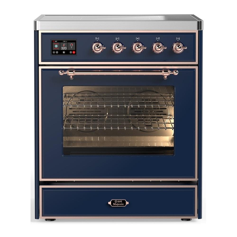 ILVE UMIB30NR3MBP Majestic III 30 inch Induction Range with 4 Elements, 4 cu. ft. Oven Capacity (Triple Glass Door, Midnight Blue, Copper)