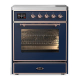 ILVE UMIB30NR3MBP Majestic III 30 inch Induction Range with 4 Elements, 4 cu. ft. Oven Capacity (Triple Glass Door, Midnight Blue, Copper)