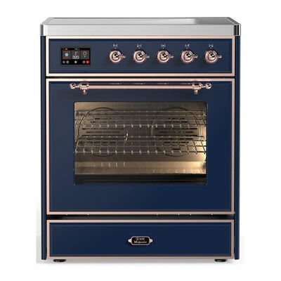 ILVE UMIB30NR3MBP Majestic III 30 inch Induction Range with 4 Elements, 4 cu. ft. Oven Capacity (Triple Glass Door, Midnight Blue, Copper)