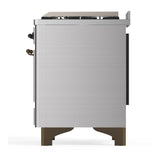ILVE UM36FNR3SSB Majestic III 36 inch Dual Fuel Range with 6 Black Brass Burners and Griddle, Dual Function Burner up to 25,000 BTU (Triple Glass Door, Stainless Steel, Burnished, Natural Gas)