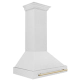 36 in. ZLINE Autograph Edition DuraSnow Stainless Steel Range Hood with Stainless Steel Shell and Colored Handle (8654SNZ-36) [Color: Gold]