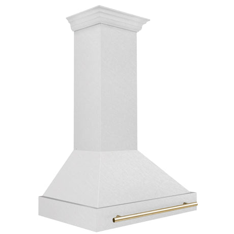 36 in. ZLINE Autograph Edition DuraSnow Stainless Steel Range Hood with Stainless Steel Shell and Colored Handle (8654SNZ-36) [Color: Gold]