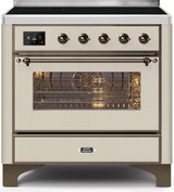 Majestic II 36 Inch Electric Freestanding Range in Antique White with Bronze Trim