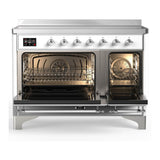 ILVE UMIB48NR3WHC Majestic III 48 inch Induction Range with 6 Elements, 5.02 cu. ft. Total Oven Capacity (Triple Glass Door, White, Chrome)