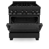 ZLINE 30 in. 4.0 cu. ft. Dual Fuel Range with Gas Stove and Electric Oven in Black Stainless Steel (RAB-30)