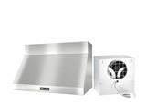 DAR 1230 Set 18 Wall-Mounted Range Hood with Extraction Mode with external XXL motor including 6" chimney cover.