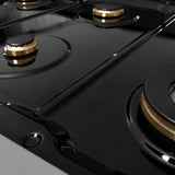 ZLINE Autograph Edition 48 in. 6.7 cu. ft. Paramount Double Oven Dual Fuel Range with 8 Burner Gas Cooktop in Stainless Steel and Champagne Bronze Helix Handles and Knob Accents (SDRZ-48-KCB)
