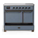ILVE UMDIB40QNR3BGB Majestic III 40 inch Induction Range with 6 Elements, 3.82 cu. ft. Total Oven Capacity (Solid Door, Blue Grey, Burnished)