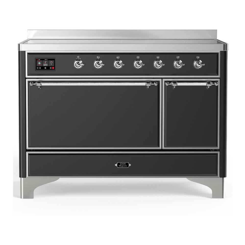 ILVE UMIB48QNR3MGC Majestic III 48 inch Induction Range with 6 Elements, 5.02 cu. ft. Total Oven Capacity (Solid Door, Graphite Matte, Chrome)