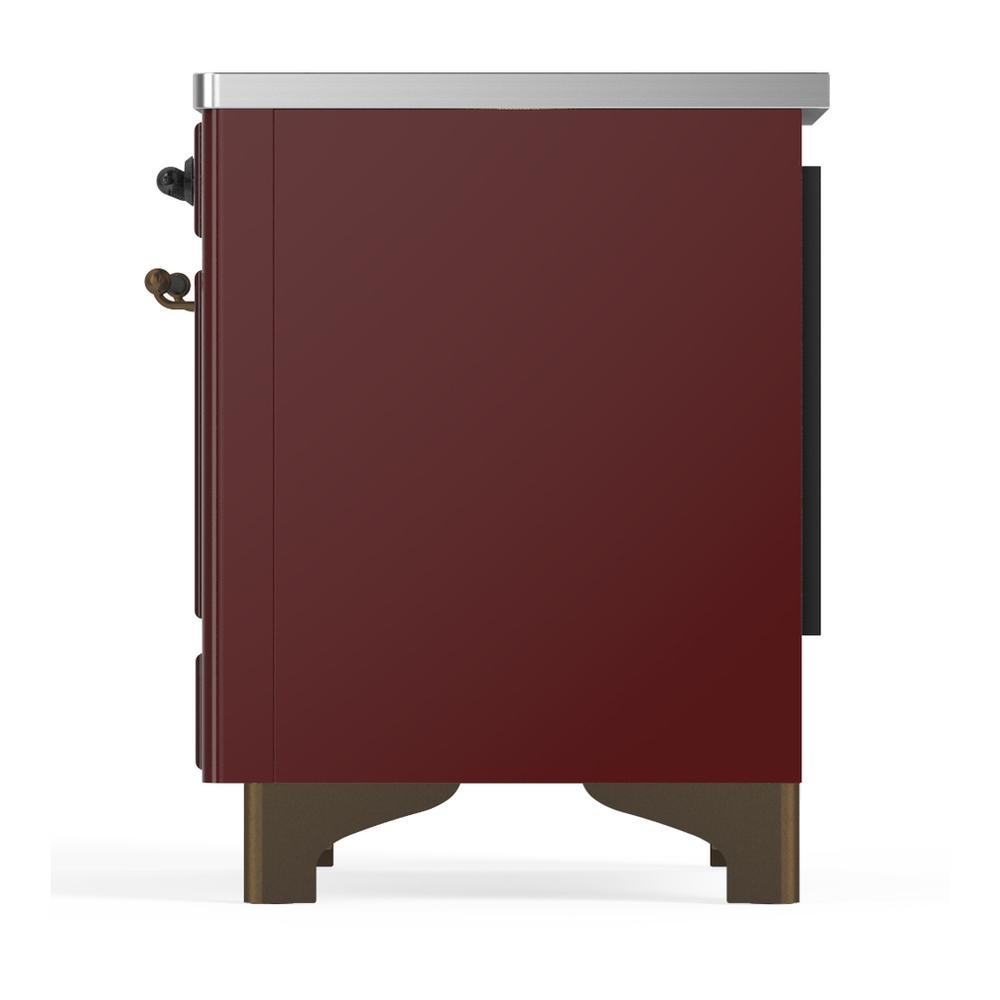 ILVE UMIB36NR3BUB Majestic III 36 inch Induction Range with 6 Elements, 3.5 cu. ft. Total Oven Capacity (Triple Glass Door, Burgundy, Burnished)