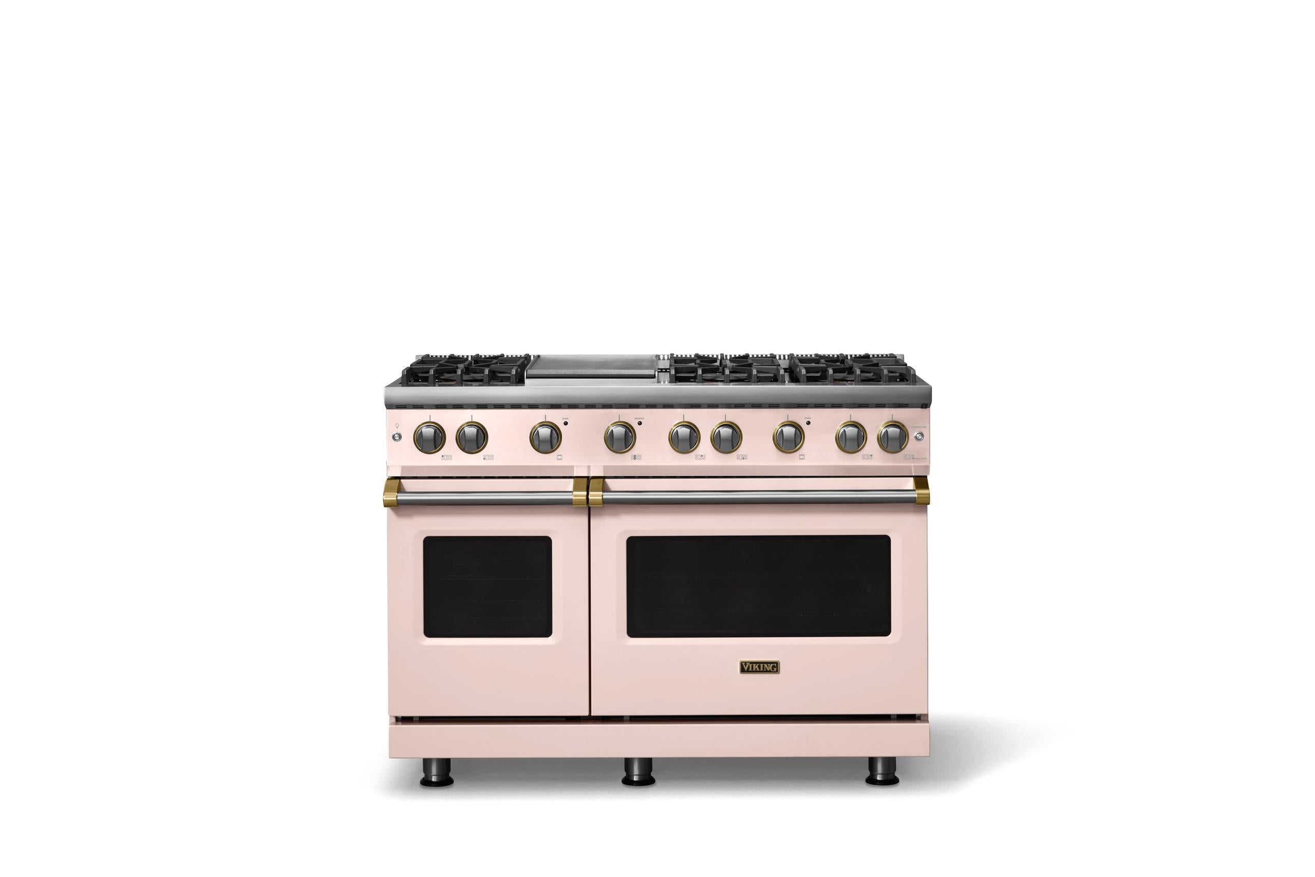 48"W. Sealed Burner Gas Range (Burner: 6g, Finish: Blush, Trim: Brushed Brass, Fuel: Natural Gas)