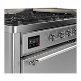 ILVE UM60FQNR3SSCLP Majestic III 60 inch Dual Fuel Range with 9 Burners and Griddle, Dual Function Burner up to 25,000 BTU (Liquid Propane, Solid Door, Stainless Steel, Chrome)
