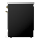 ILVE UMIB30QNR3BKG Majestic III 30 inch Induction Range with 4 Elements, 4 cu. ft. Oven Capacity (Solid Door, Glossy Black, Brass)