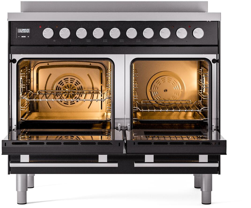 Professional Plus II 40 Inch Electric Freestanding Range in Glossy Black with Trim
