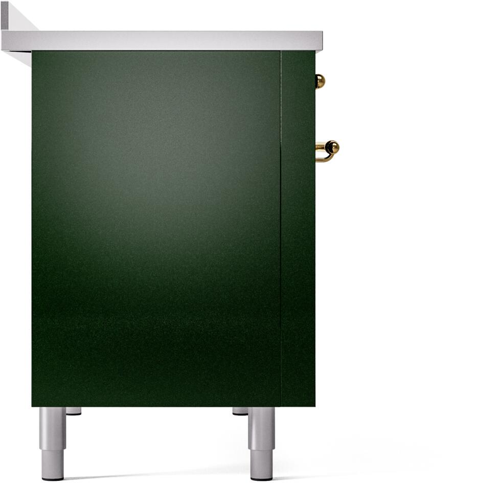 Nostalgie II 48 Inch Electric Freestanding Range in Emerald Green with Brass Trim