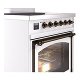 ILVE UNI304NMPWHB Nostalgie II Noblesse 30 inch Induction Range (Triple Glass Door, White, Burnished)