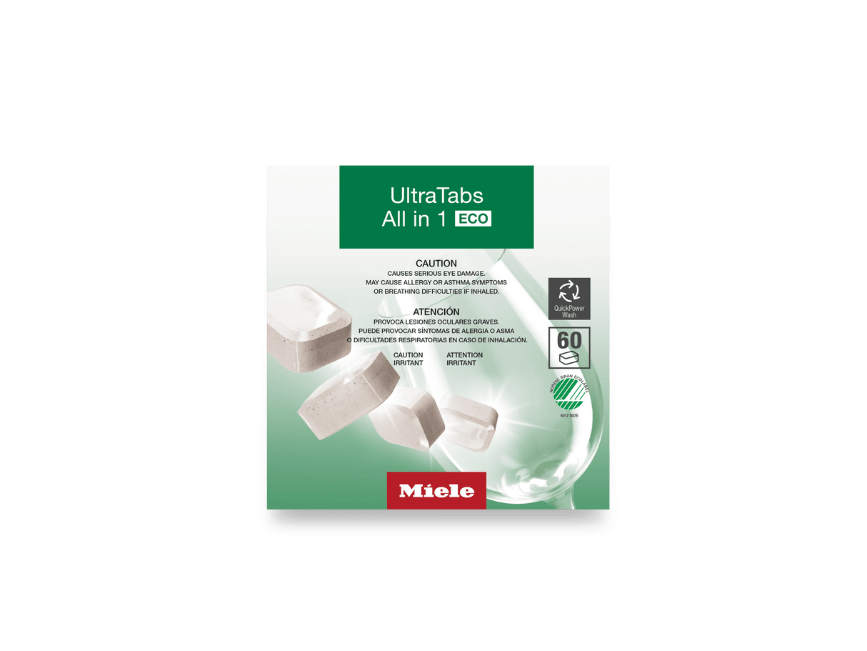 UltraTabs All in 1 ECO, 60 tabs - for best cleaning results, certified with Nordic Swan Ecolabel.