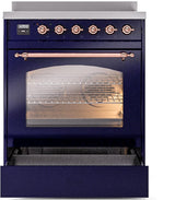 Nostalgie II 30 Inch Electric Freestanding Range in Blue with Copper Trim