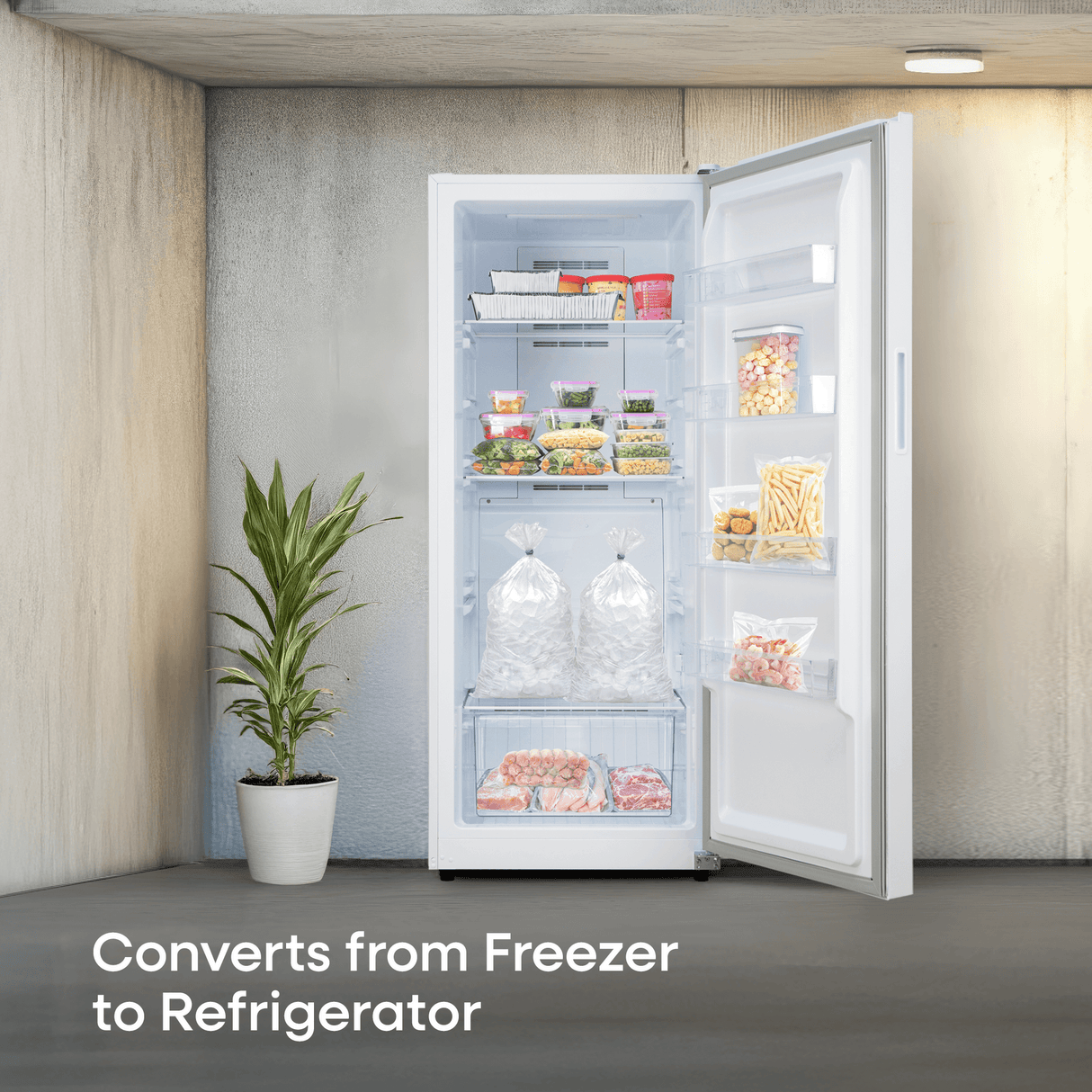Element 14.0 cu. ft. Upright Convertible Freezer / Refrigerator - White, ENERGY STAR (EUF14CEEW)