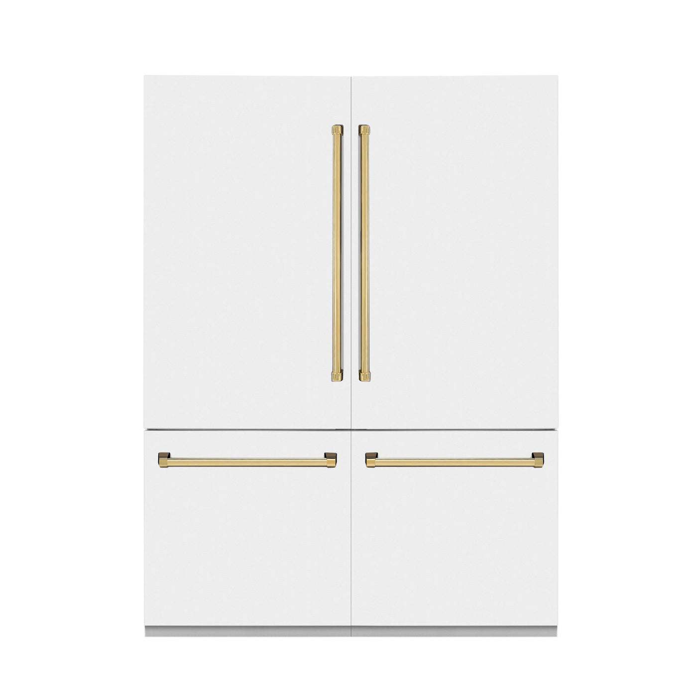 ZLINE 60" Autograph Edition 32.2 cu. ft. Built-in 4-Door French Door Refrigerator with Internal Water and Ice Dispenser in White Matte with Polished Gold Accents (RBIVZ-WM-60-G)