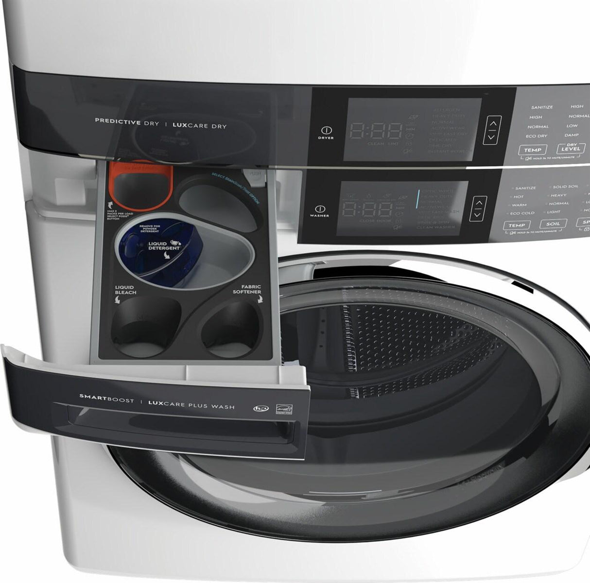 Laundry Tower Single Unit Front Load 4.5 Cu. Ft. Washer & 8 Cu. Ft. Gas Dryer