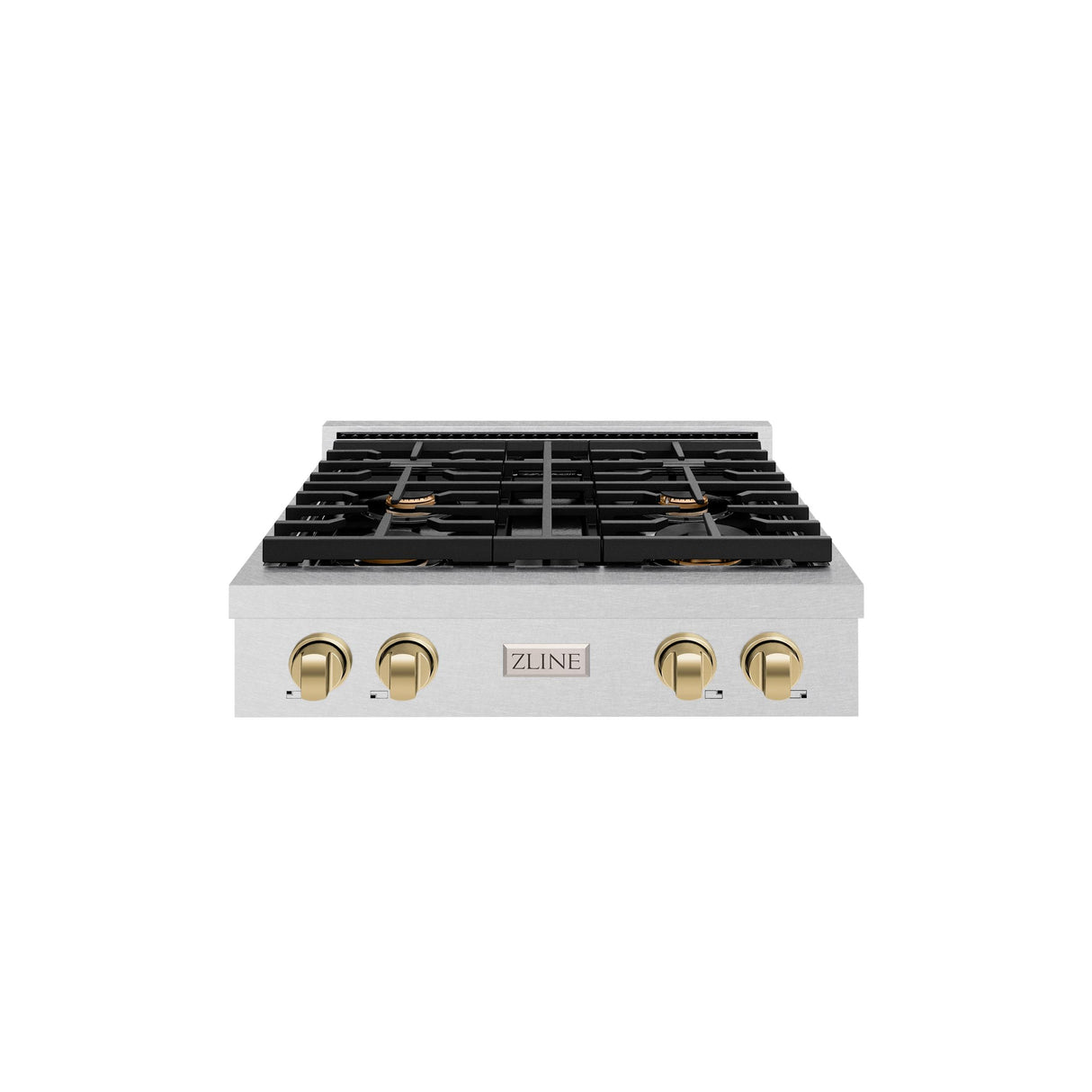 ZLINE 30 in. Autograph Edition Paramount Gas Rangetop with 4 Burners and Porcelain Cooktop in DuraSnow' Stainless Steel with Champagne Bronze Accents (SRTSZ-30-CB)