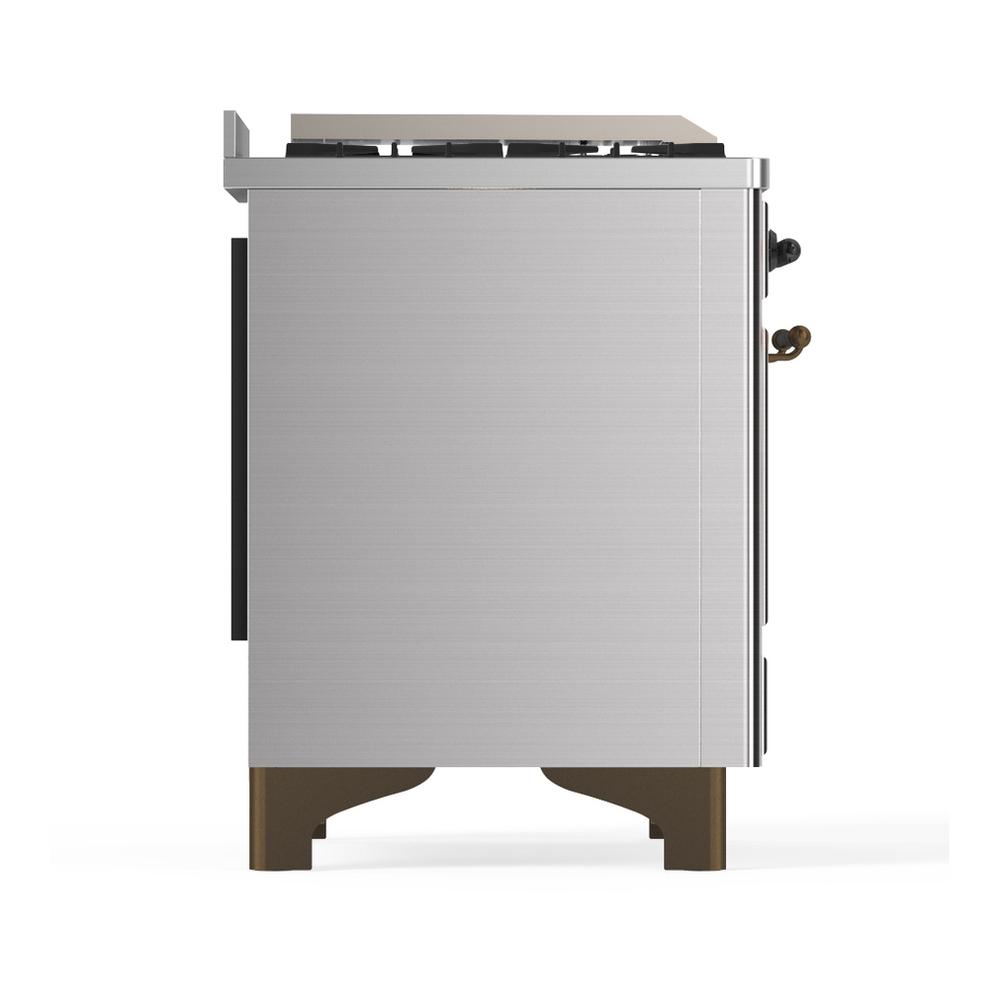 ILVE UMD40FNR3SSBLP Majestic III 40 inch Dual Fuel Range with 6 Burners and Griddle, Dual Function Burner up to 25,000 BTU (Liquid Propane, Triple Glass Door, Stainless Steel, Burnished)
