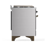 ILVE UMD40FNR3SSBLP Majestic III 40 inch Dual Fuel Range with 6 Burners and Griddle, Dual Function Burner up to 25,000 BTU (Liquid Propane, Triple Glass Door, Stainless Steel, Burnished)