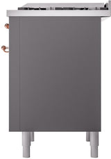 Nostalgie II 36 Inch Dual Fuel Liquid Propane Freestanding Range in Matte Graphite with Copper Trim