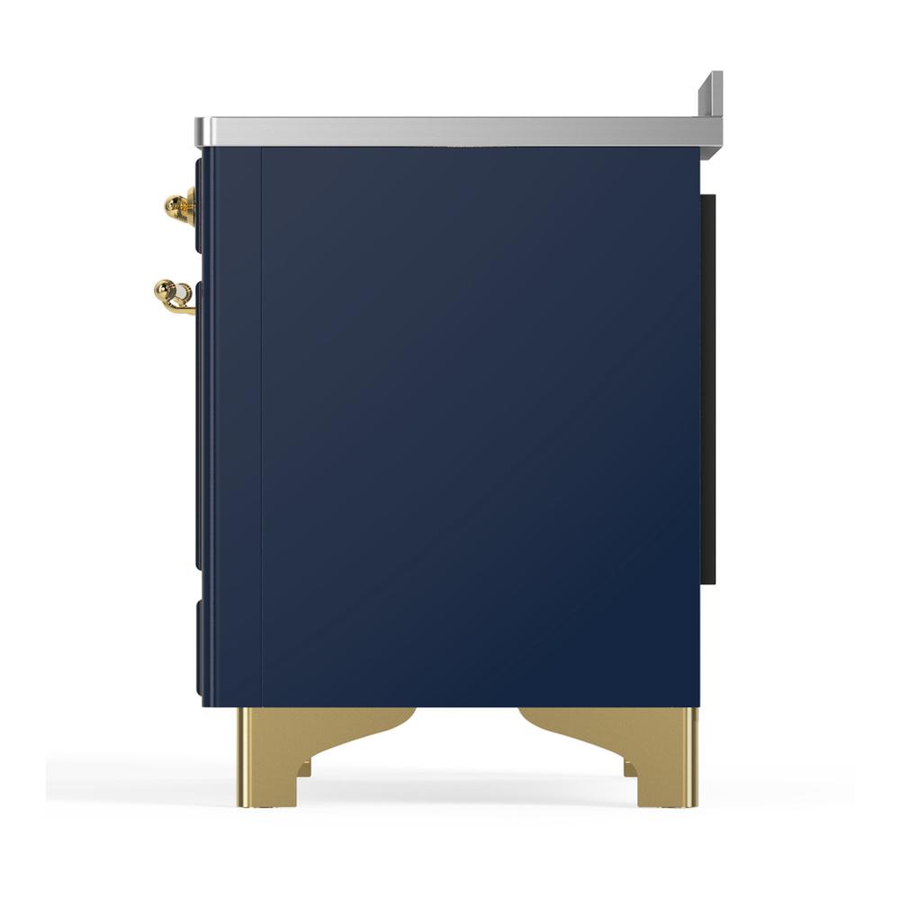 ILVE UMIB48NR3MBG Majestic III 48 inch Induction Range with 6 Elements, 5.02 cu. ft. Total Oven Capacity (Triple Glass Door, Midnight Blue, Brass)