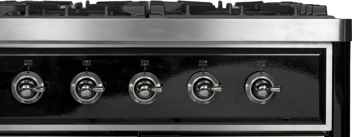 Majestic II 40 Inch Dual Fuel Liquid Propane Freestanding Range in Glossy Black with Chrome Trim