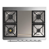 ILVE UM36FQNR3SSC Majestic III 36 inch Dual Fuel Range with 6 Black Brass Burners and Griddle, Dual Function Burner up to 25,000 BTU (Solid Door, Stainless Steel, Chrome, Natural Gas)
