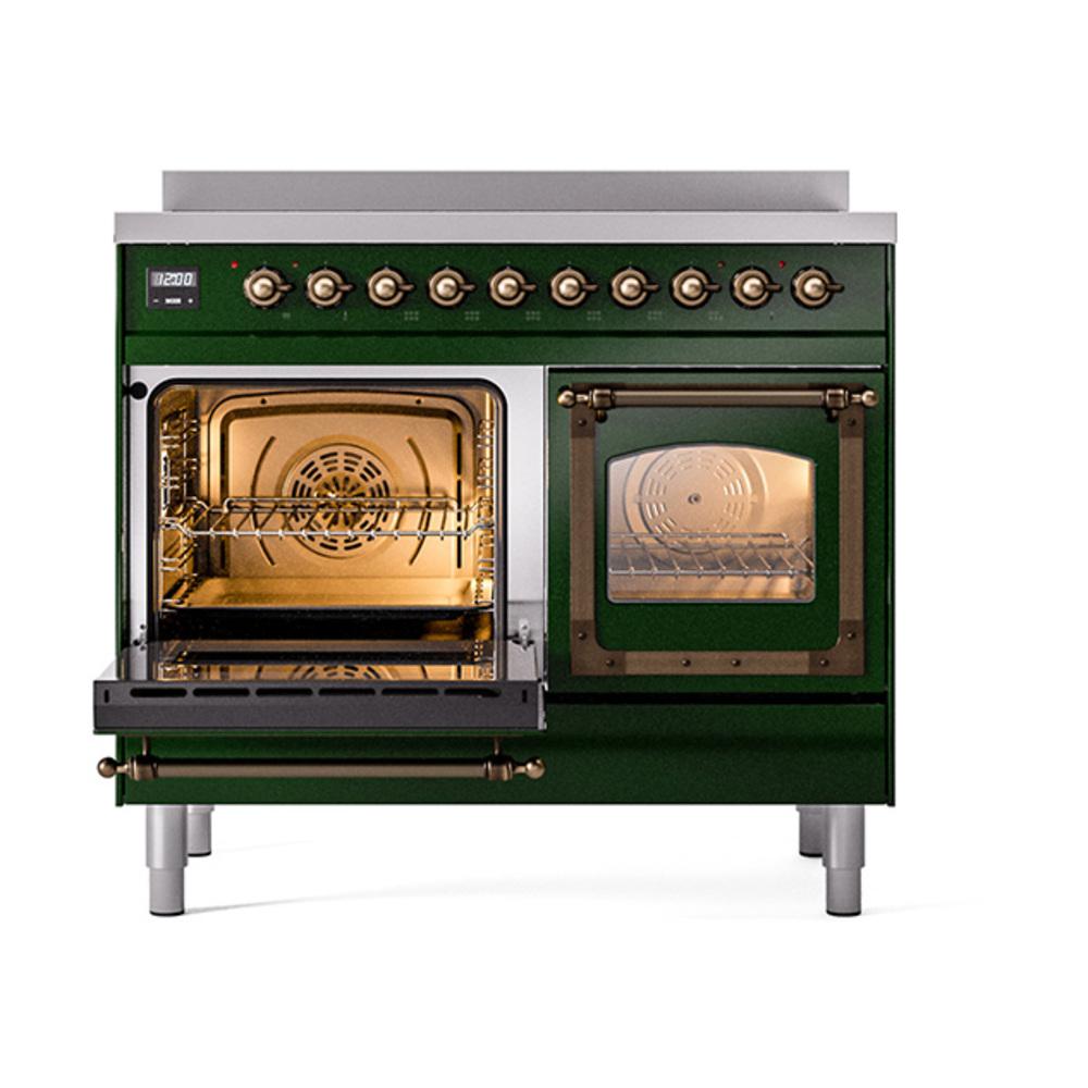 ILVE UNDI406NMPEGB Nostalgie II Noblesse 40 inch Induction Range (Triple Glass Door, Emerald Green, Burnished)