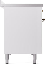 Nostalgie II 48 Inch Electric Freestanding Range in White with Bronze Trim