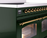 Nostalgie II 40 Inch Electric Freestanding Range in Emerald Green with Brass Trim
