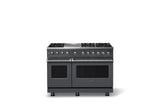 48"W. Dual Fuel Range (Burner: 6g, Finish: Cast Black, Trim: Polished Chrome, Fuel: Natural Gas)