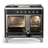 ILVE UMD40FQNR3MGCLP Majestic III 40 inch Dual Fuel Range with 6 Burners and Griddle, Dual Function Burner up to 25,000 BTU (Liquid Propane, Solid Door, Graphite Matte, Chrome)